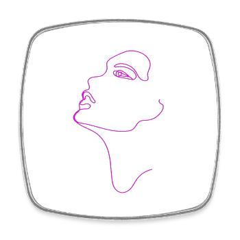 Dessin au trait silhouette féminine Visages féminins visage - Magnet carré - blanc - Devant