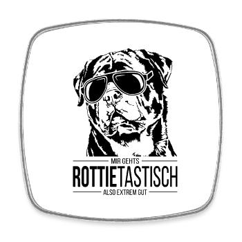 ROTTIETASTISCH Rottweiler Hundespruch Wilsigns - Viereckiger Kühlschrankmagnet - Weiß - Vorne