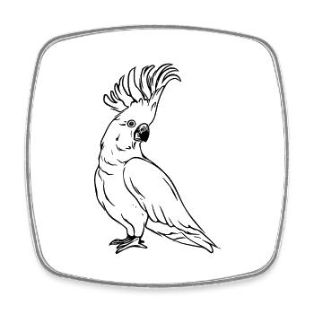 Kakadu Portrait Oiseau Dessin - Magnet carré - blanc - Devant
