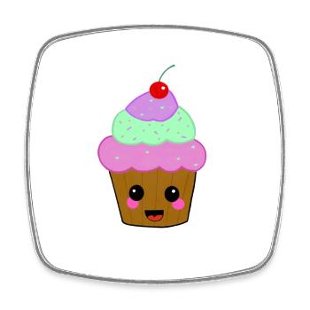 Muffin mit rosa Wangen - Viereckiger Kühlschrankmagnet - Weiß - Vorne