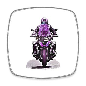 GS Motorradfahrer lila - Viereckiger Kühlschrankmagnet - Weiß - Vorne