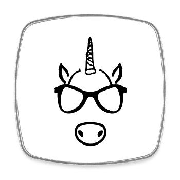 Einhorn mit Brille Geschenkidee - Viereckiger Kühlschrankmagnet - Weiß - Vorne