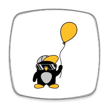 Balloon cool penguin cap - Square fridge magnet - white - Front
