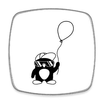 Penguin Beanie Lunettes de soleil Ballon - Magnet carré - blanc - Devant