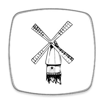 Vintage nostalgic windmill - Square fridge magnet - white - Front