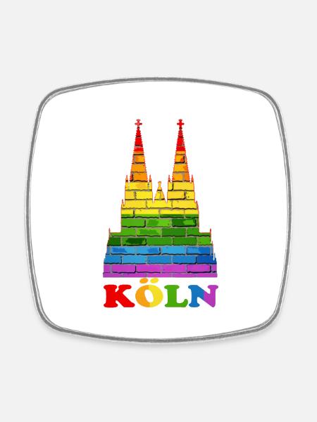 LGBT Köln Gay Pride - Viereckiger Kühlschrankmagnet - Weiß