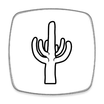 Silhouette Desert Cactus Plant - Square fridge magnet - white - Front