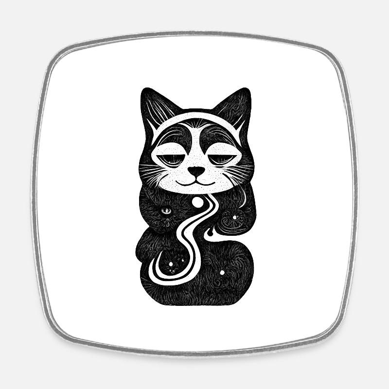 Chat Perché - Magnet carré - blanc