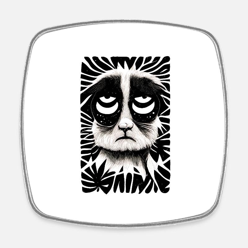 Chat perché 002 - Magnet carré - blanc