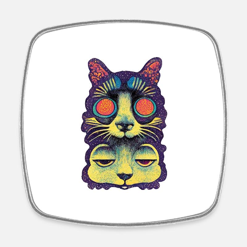 Chat Perché 005 - Magnet carré - blanc