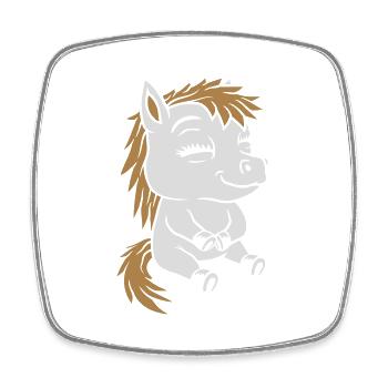 Sedentary little comic pony - Square fridge magnet - white - Front