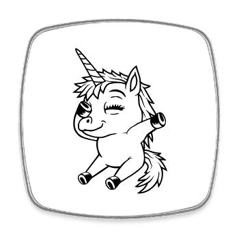Seated Dabbing Unicorn Girl - Square fridge magnet - white - Front