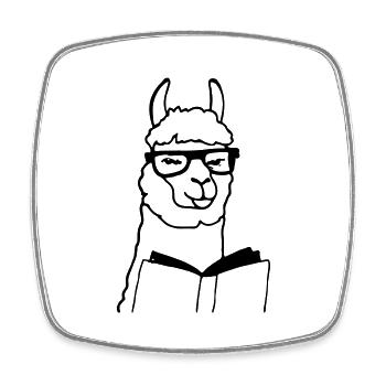 Alpaca reads book gift idea Lama Llama - Square fridge magnet - white - Front