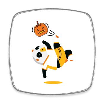Lustiger Halloween Fussball Panda Geschenkidee - Viereckiger Kühlschrankmagnet - Weiß - Vorne