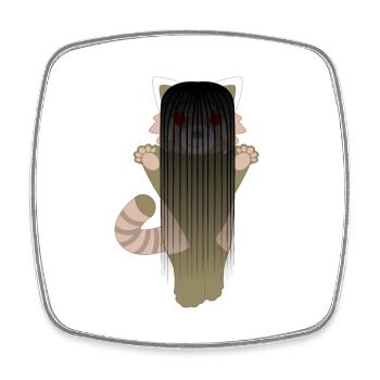 Panda roux déguisé en fille démon pour Halloween - Magnet carré - blanc - Devant