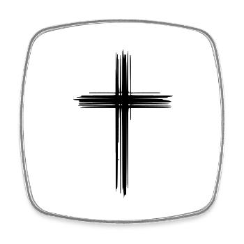 Rough Cross - Viereckiger Kühlschrankmagnet - Weiß - Vorne