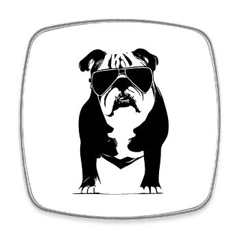 Chiens bouledogues avec lunettes de soleil vecteur cool - Magnet carré - blanc - Devant
