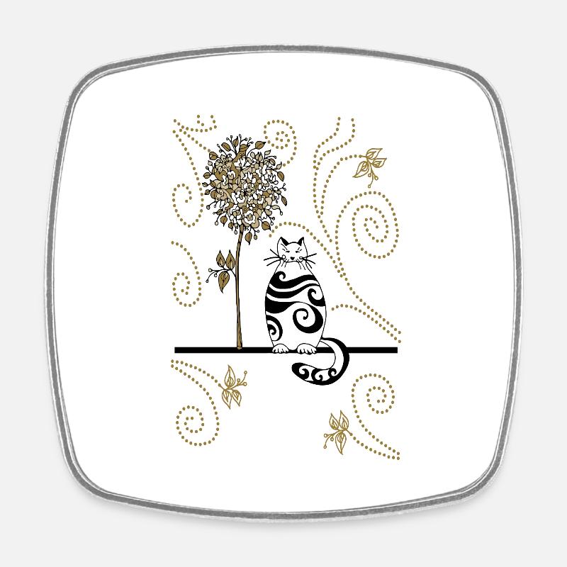 Chat - Magnet carré - blanc