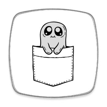 Chest pocket ghost take comic - Square fridge magnet - white - Front