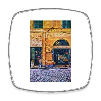 Vintage Roma Small Shops Painting Italy Lover Gift - Magnet carré - blanc - Devant
