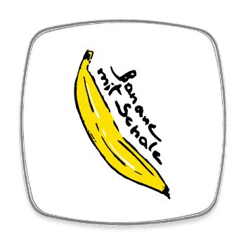 Banana mit Schale - Viereckiger Kühlschrankmagnet - Weiß - Vorne
