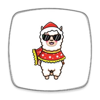 Alpaga Père Noël Cadeau de Noël - Magnet carré - blanc - Devant
