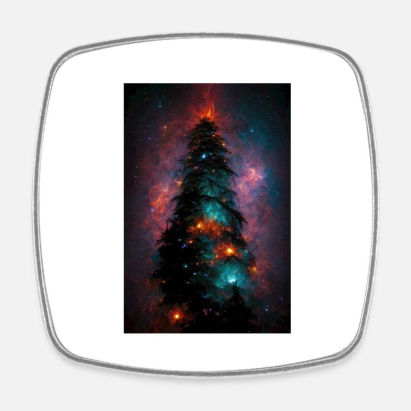 Arbre de Noël dans les étoiles - Magnet carré - blanc