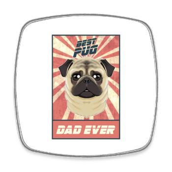 Best Pug Dad Ever I Pug Lover - Viereckiger Kühlschrankmagnet - Weiß - Vorne