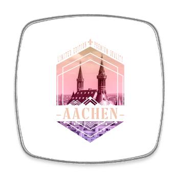 Aachen Germany City Skyline Home Love - Square fridge magnet - white - Front