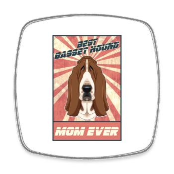 Best Basset Hound Mom Ever I Basset Lover - Viereckiger Kühlschrankmagnet - Weiß - Vorne