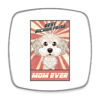 Meilleure maman frise Bichon Ever I Bichon Lover - Magnet carré - blanc - Devant