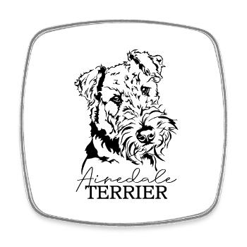 AIREDALE TERRIER Hundeportrait Hund Wilsigns - Viereckiger Kühlschrankmagnet - Weiß - Vorne