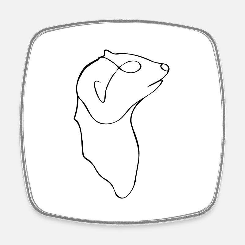 Minimalistisches Erdmännchen - Viereckiger Kühlschrankmagnet - Weiß