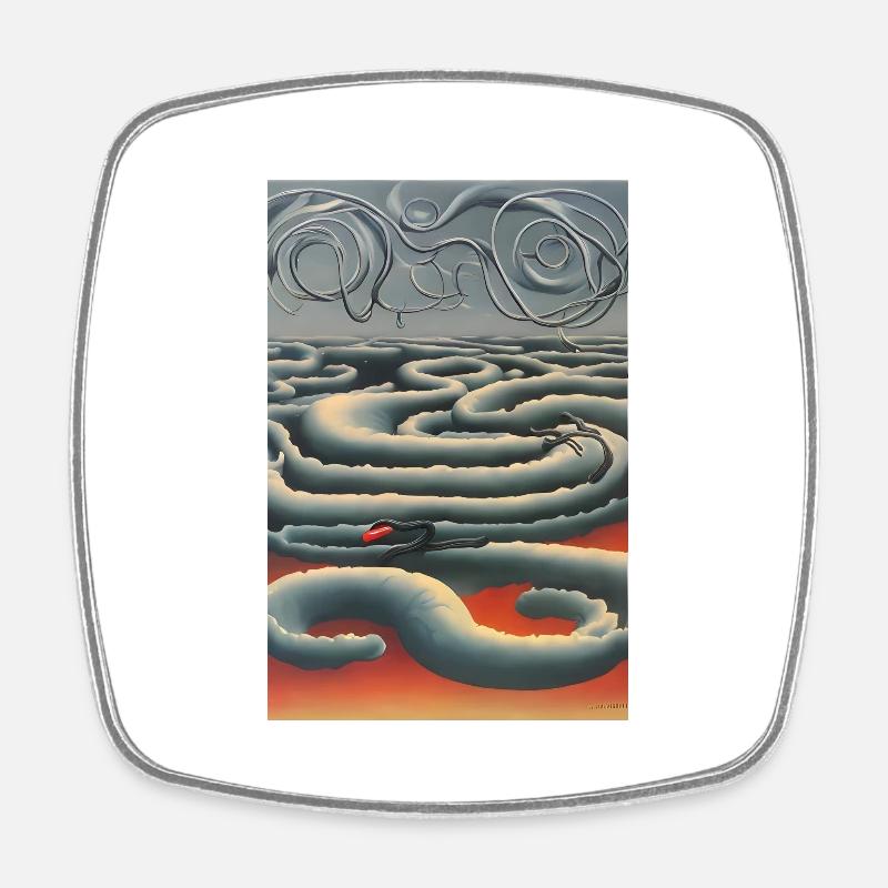 Snakes in the sky - Square fridge magnet - white