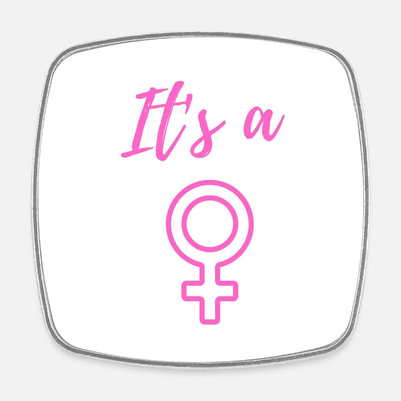 Annonce de bébé - Filles - Grossesse - Magnet carré - blanc