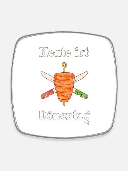 Döner Dönertag Dönerspies - Viereckiger Kühlschrankmagnet - Weiß