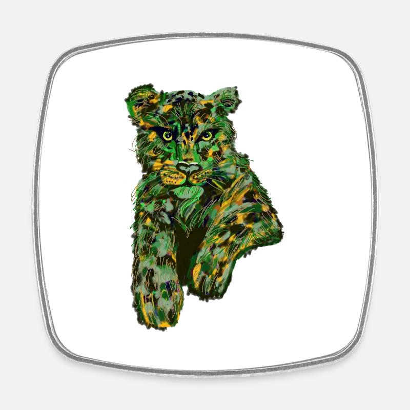 Leopard mal anders - Viereckiger Kühlschrankmagnet - Weiß
