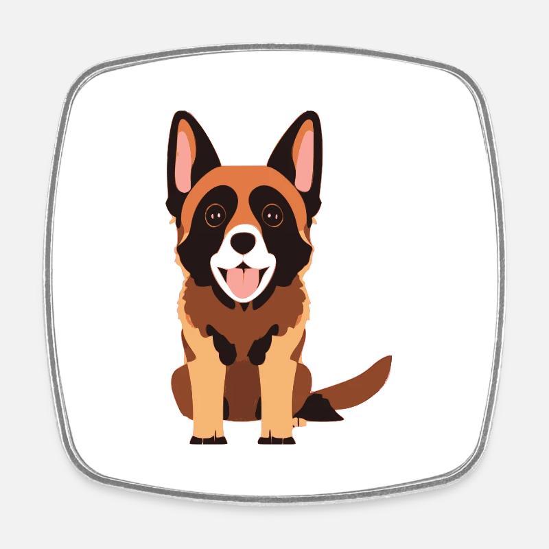 Cute Beautiful Chibi Dog Schäferhund - Viereckiger Kühlschrankmagnet - Weiß