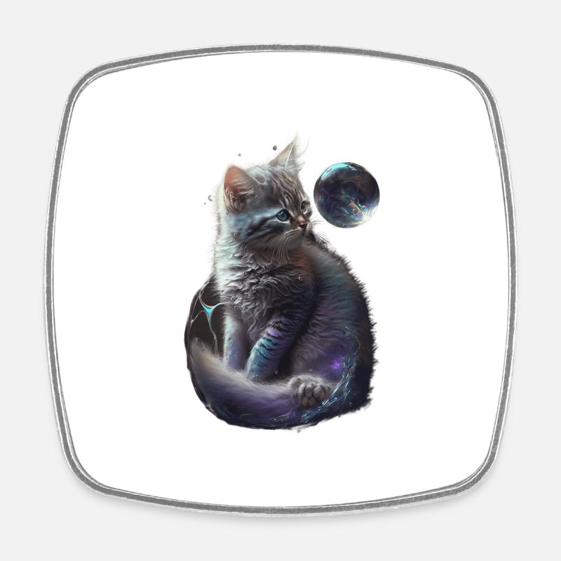 kitten cat animal - Square fridge magnet - white