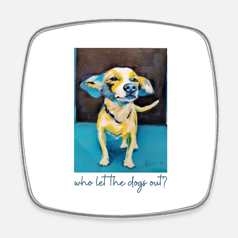 Dog "Louis" - Square fridge magnet - white