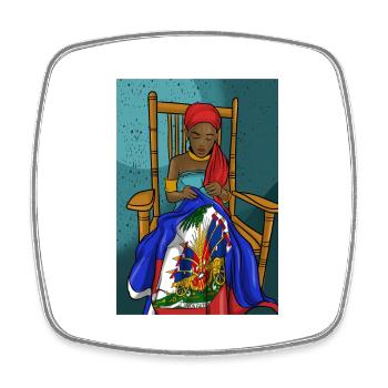 Haiti Haitian Flagge Frau Prinzessin I Geschenk - Viereckiger Kühlschrankmagnet - Weiß - Vorne