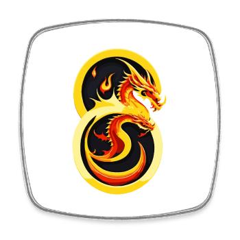 Double dragon - Magnet carré - blanc - Devant