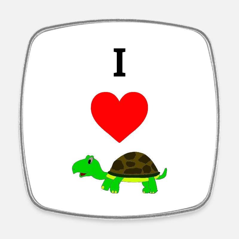 i love turtles - Square fridge magnet - white