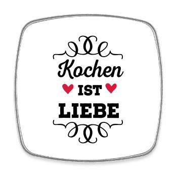 Kochen ist Liebe - Viereckiger Kühlschrankmagnet - Weiß - Vorne