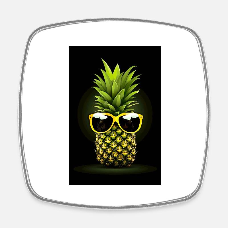 Ananas - Magnet carré - blanc