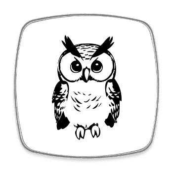 Hibou mignon - Magnet carré - blanc - Devant