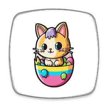 Chat de Pâques - Magnet carré - blanc - Devant