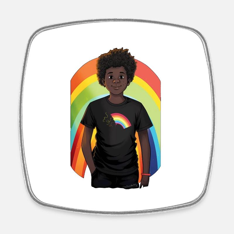 Rainbow and Child - Square fridge magnet - white