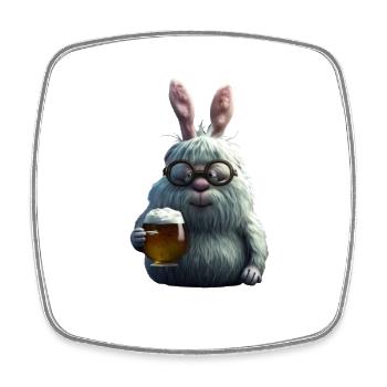 Funny Easter Bunny with Beer - Square fridge magnet - white - Front