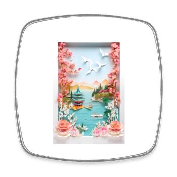Japan Nature Lake Gift - Square fridge magnet - white - Front